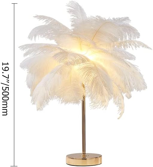 White Feather Table Lamp with Plug in Wire Modern Feather Lamp 3