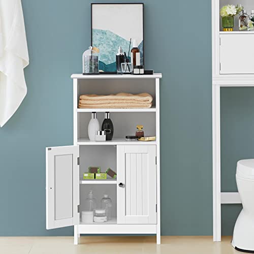 Bathroom Floor Cabinet, Free Standing Cabinet with Double Door and Adjustable Shelves