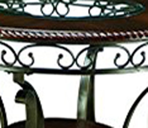 Glambrey Old World 45" Round Glass Top Dining Table, Brown