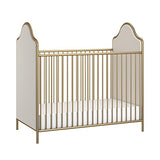 Luxury Gold Convertible Baby Crib – Adjustable Heights & Toddler Bed Option | Sturdy Metal Frame & Faux Velvet Upholstery