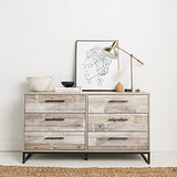 Neilsville Industrial 6 Drawer Dresser, Butcher Block Gray