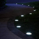 8 LED Solar Powered Disk Lights Outdoor Waterproof Garden