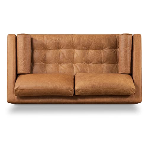 Napa 72" Apartment Sofa in Full-Grain Pure-Aniline Italian Leather, Cognac Tan