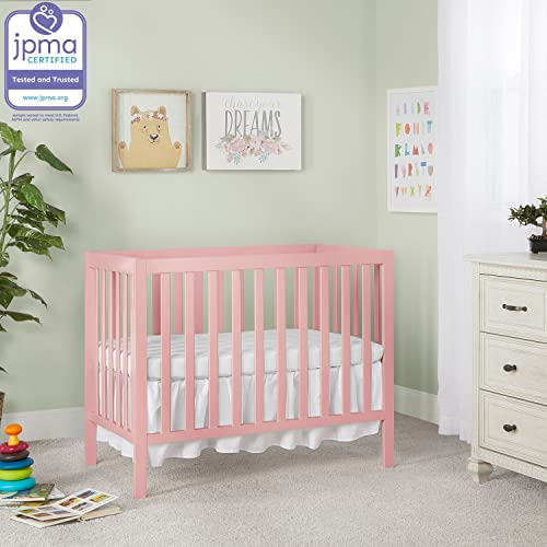 Dream On Me, Edgewood 4-in-1 Convertible Mini Crib, Dusty Pink