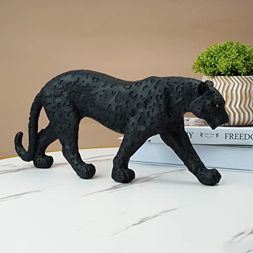 Cheetah Statue Black Panther Leopard Figurine in Resin Animal Sculpture