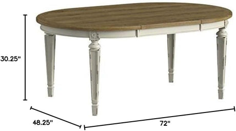 Realyn French Country Oval Dining Room Extension Table, Chipped White