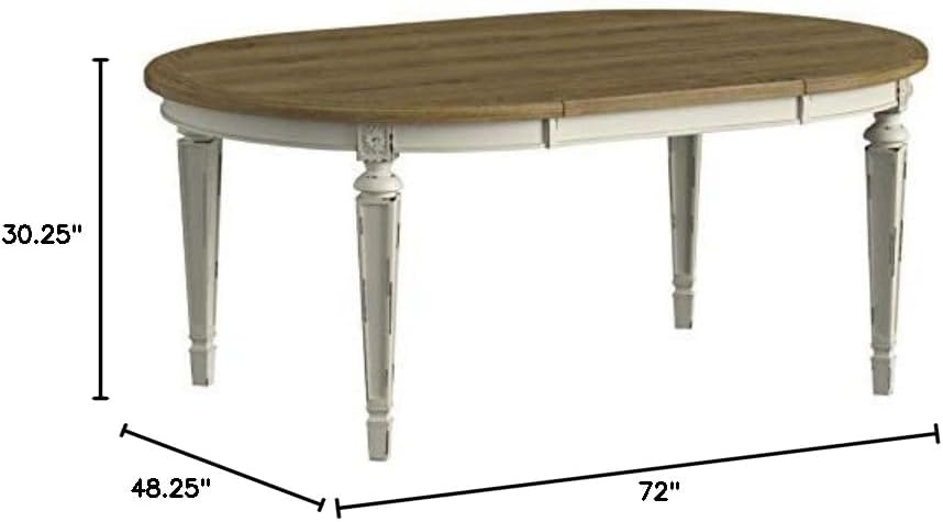 Realyn French Country Oval Dining Room Extension Table, Chipped White