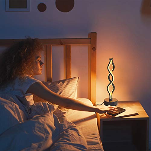 Infinity Spiral LED Table Lamp Black, Dimmable Metallic Beside Lamp