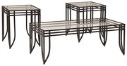 Exeter Contemporary Glass Top Occasional Table Set of 3, Black