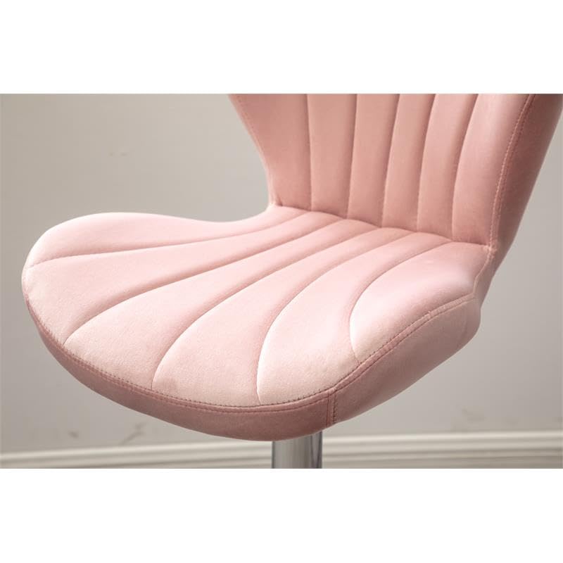 Ellston Velvet Adjustable Swivel Barstools in Pink, Set of 2