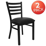 2 Pack HERCULES Series Black Ladder Back Metal Restaurant Chair