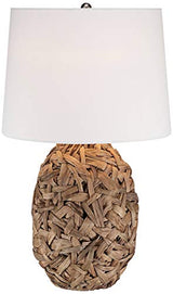 Nantucket Tropical Coastal Contemporary Table Lamp 26" High Rustic Natural Seagrass