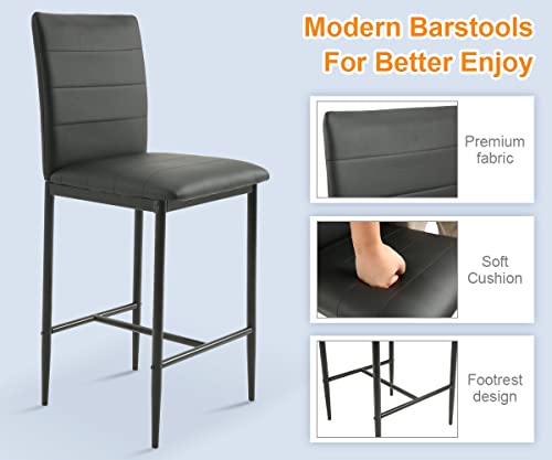 Height Modern Industrial Bar Stools with Black Metal Legs and Backrest