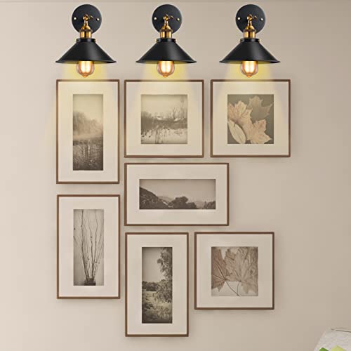Industrial Sconces Wall Lighting, Antique 240 Degree Adjustable Black Wall Sconce
