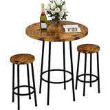 3 Piece Pub Dining Set, Modern Round bar Table and Stools