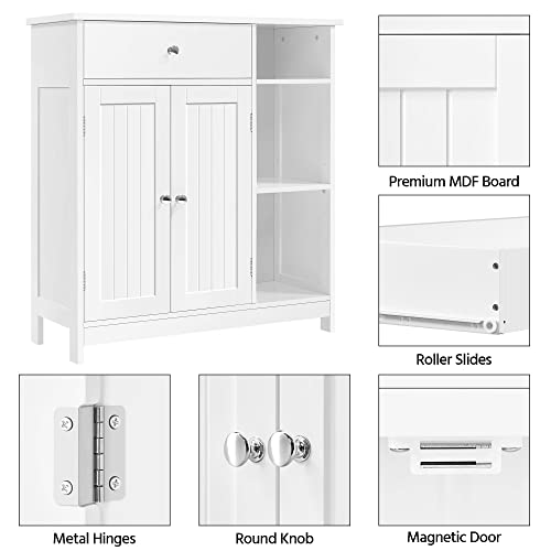 Large Bathroom Floor Cabinet, Side Cabinet with Drawer & Adjustable Shelves