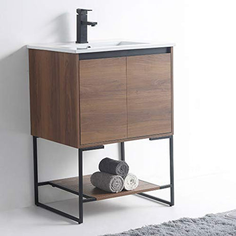 24" Inch Bathroom Vanity and Sink, Knob Free Design