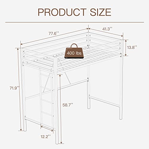 Metal Loft Bed Twin Size