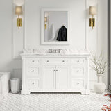 Single Bathroom Vanity Includes White Cabinet with Authentic Italian Carrara Marble