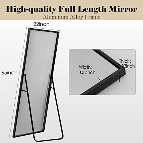 65"x22" Full Length Mirror Aluminum Frame Wall Mirror Floor Rectangle Mirrors Standing Wall
