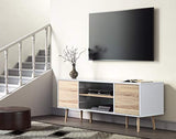 ,Wood Media Console Table with Doors Home Entertainment Center for Living Room,