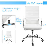 Ribbed Office Desk Chair Mid-Back PU Leather