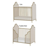 Luxury Gold Convertible Baby Crib – Adjustable Heights & Toddler Bed Option | Sturdy Metal Frame & Faux Velvet Upholstery