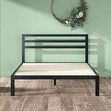 Mia Metal Platform Bed Frame with Headboard / Wood Slat Support