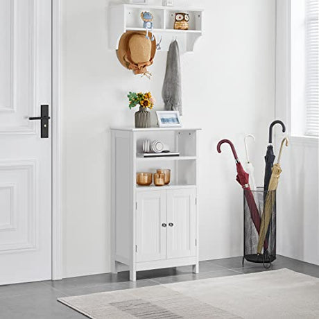 Bathroom Floor Cabinet, Free Standing Cabinet with Double Door and Adjustable Shelves