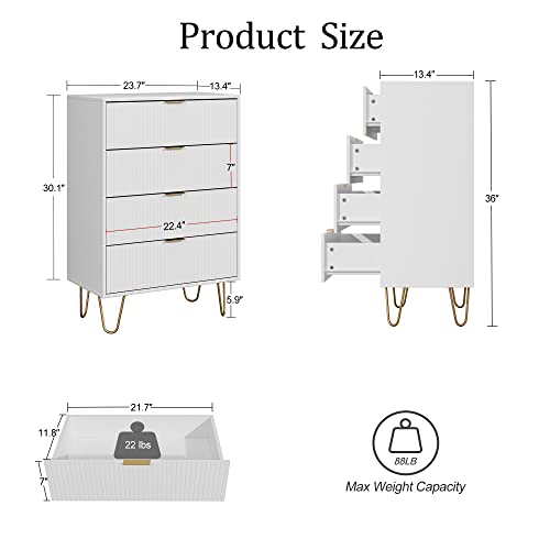 Aobafuir 4 Drawer Dresser, Drawer Chest, Tall Storage Dresser Chest Cabinet Organizer Unit