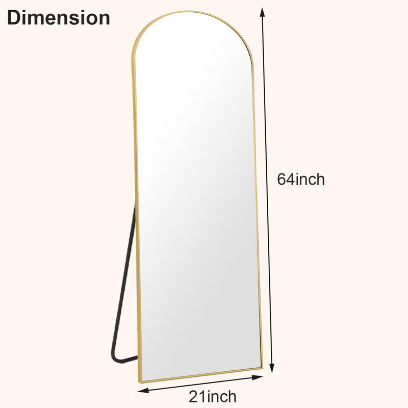 64"x21" Arched Full Length Mirror Free Standing Leaning Mirror Hanging Mounted Mirror Aluminum Frame