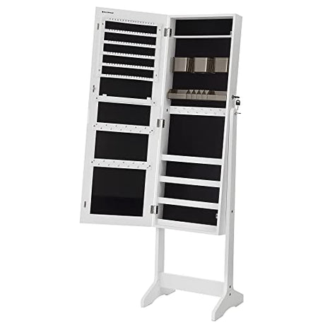 Jewelry Cabinet Armoire, Freestanding Lockable Storage Organizer Unit