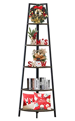 5-Shelf Corner Etagere Bookcase