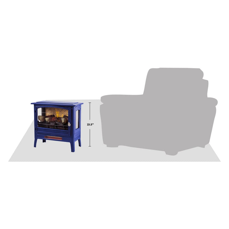 Country Living Infrared Freestanding Electric Fireplace Stove Heater in Navy Blue | Provides Supplemental Zone Heat with Remote, Multiple Flame Colors, Metal Design with Faux Wooden Logs
