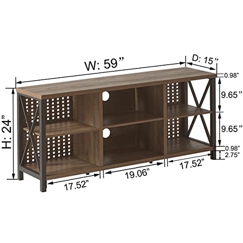 Rustic TV Stand, Industrial Entertainment Center for 70 Inch TV