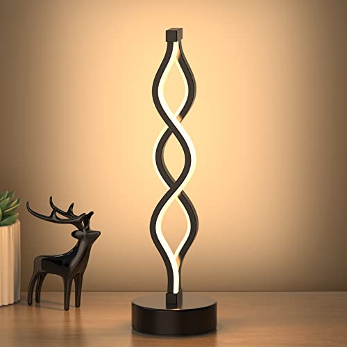 Infinity Spiral LED Table Lamp Black, Dimmable Metallic Beside Lamp