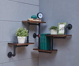 Industrial Rustic Modern Wood Ladder Pipe Wall Shelf 4 Layer Pipe Design Bookshelf DIY