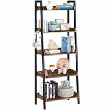 Ladder Bookshelf with 3 Hooks, 5 Tier Ladder Shelf