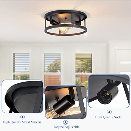2 Pack Flush Mount Ceiling Light,13 Inch Industrial Farmhouse Ceiling Light Fixture