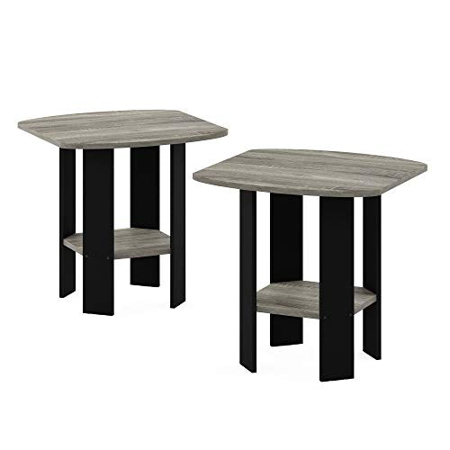 Simple Design End Table, 2-Pack, French Oak Grey/Black
