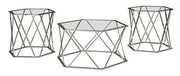 Madanere Modern Chrome 3-Piece Occasional Table Set