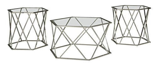Madanere Modern Chrome 3-Piece Occasional Table Set