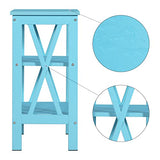 Side End Table with Storage Shelf Nightstands Light Blue