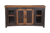 70" TV Stand, Antique Black & Aged Distressed Pine