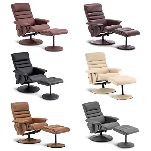 Reclining Chair with Massage, 360 Swivel Living Room Chair Faux Leather
