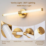 Gold LED Bathroom Vanity Lights Fixtures Over Mirror 22.44 inch Modern 360° Sconces Wall Lighting