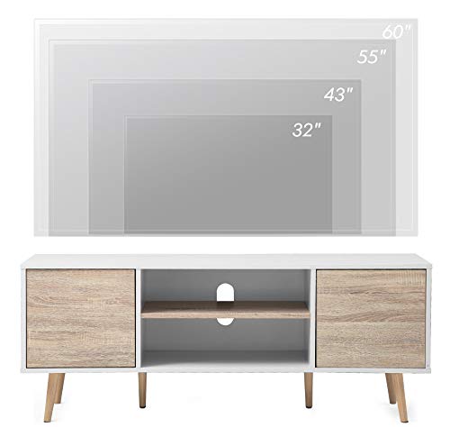 ,Wood Media Console Table with Doors Home Entertainment Center for Living Room,