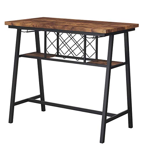 4-Piece Counter Height Dining Room Table Set, Bar Table with One Bench and Two Stools
