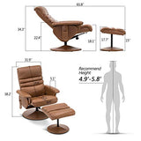 Reclining Chair with Massage, 360 Swivel Living Room Chair Faux Leather