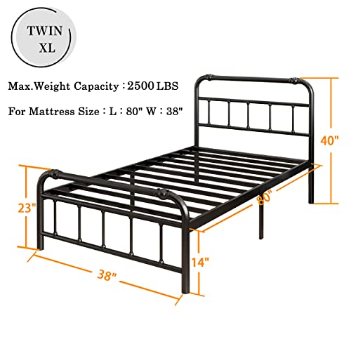 THEOCORATE Twin XL Bed Frame,with Headboard and Footboard,14 Inch High 2500lbs Metal Platform